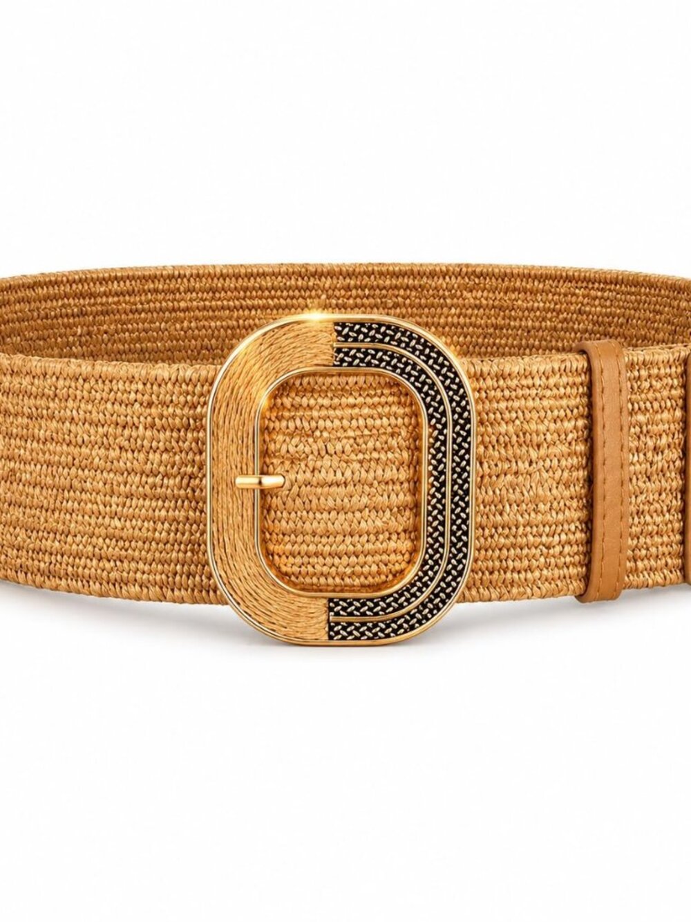 Women Stretch Belt, Boho Belt for Dresses, Woven Straw-Look Elastic Waist
